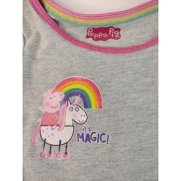Peppa Pig It's Magic Unicorn & Rainbow Dress 2T Gray & Pink - Picture 3 of 6